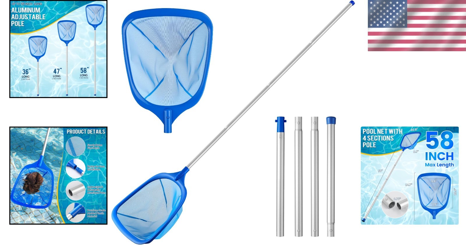Ultra-Fine Mesh Pool Skimmer Net – Effortless Cleaning for Safe Pool Maintenance