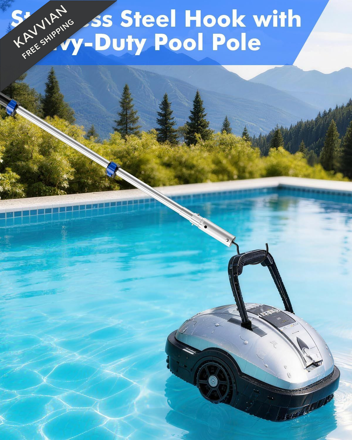 Pool Hook with Pole, 16FT Pole Hook, Black&Blue