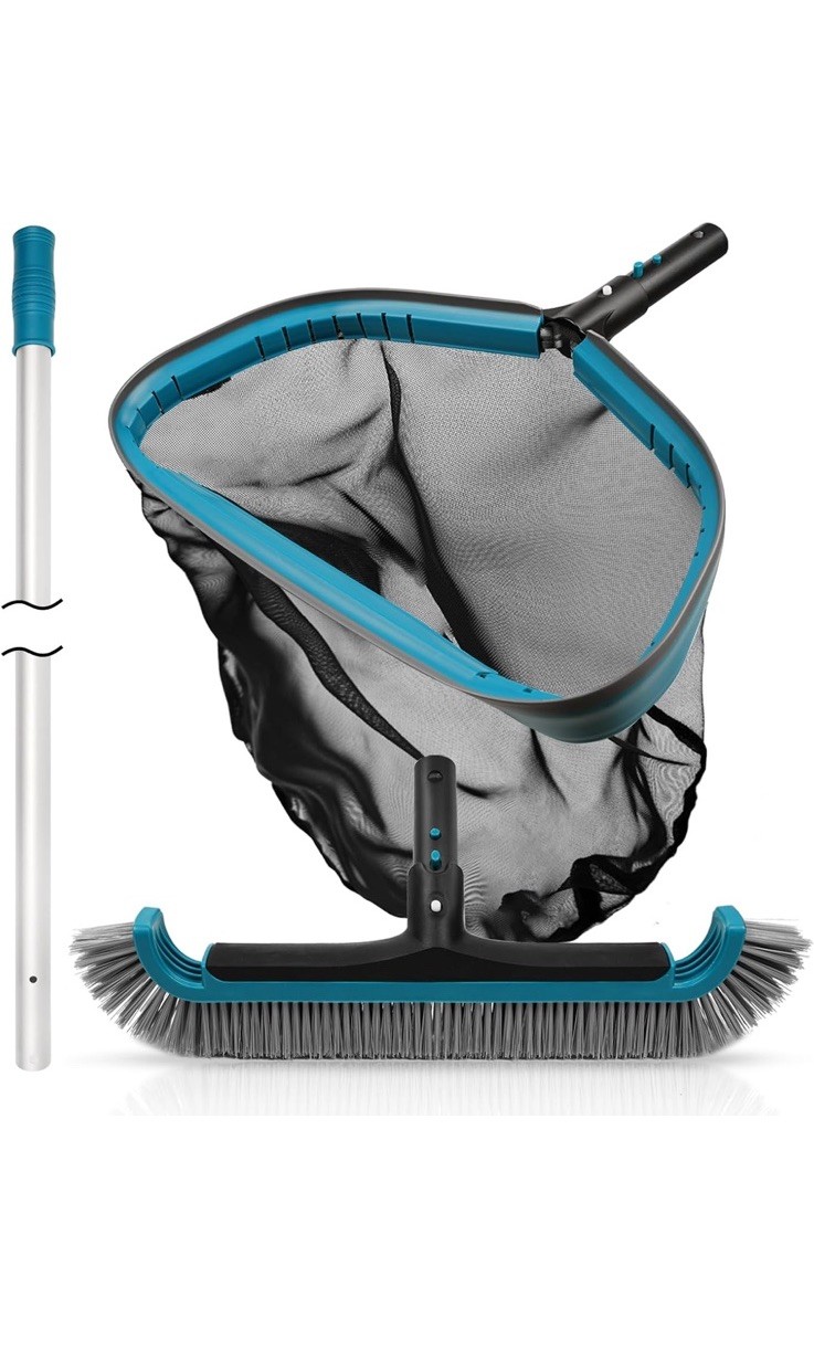 Swimming Pool Cleaning Kit-Aluminum Frame Skimmer Net with 10Ft Adjustable Pole