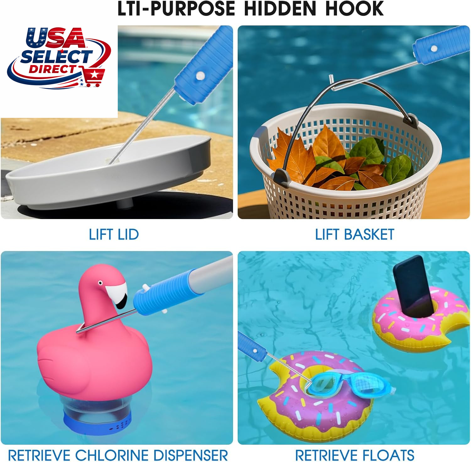 2 in 1 Multifunctional Pool Brush with 10 FT Poles – 17.5 » Heavy Duty Swimming