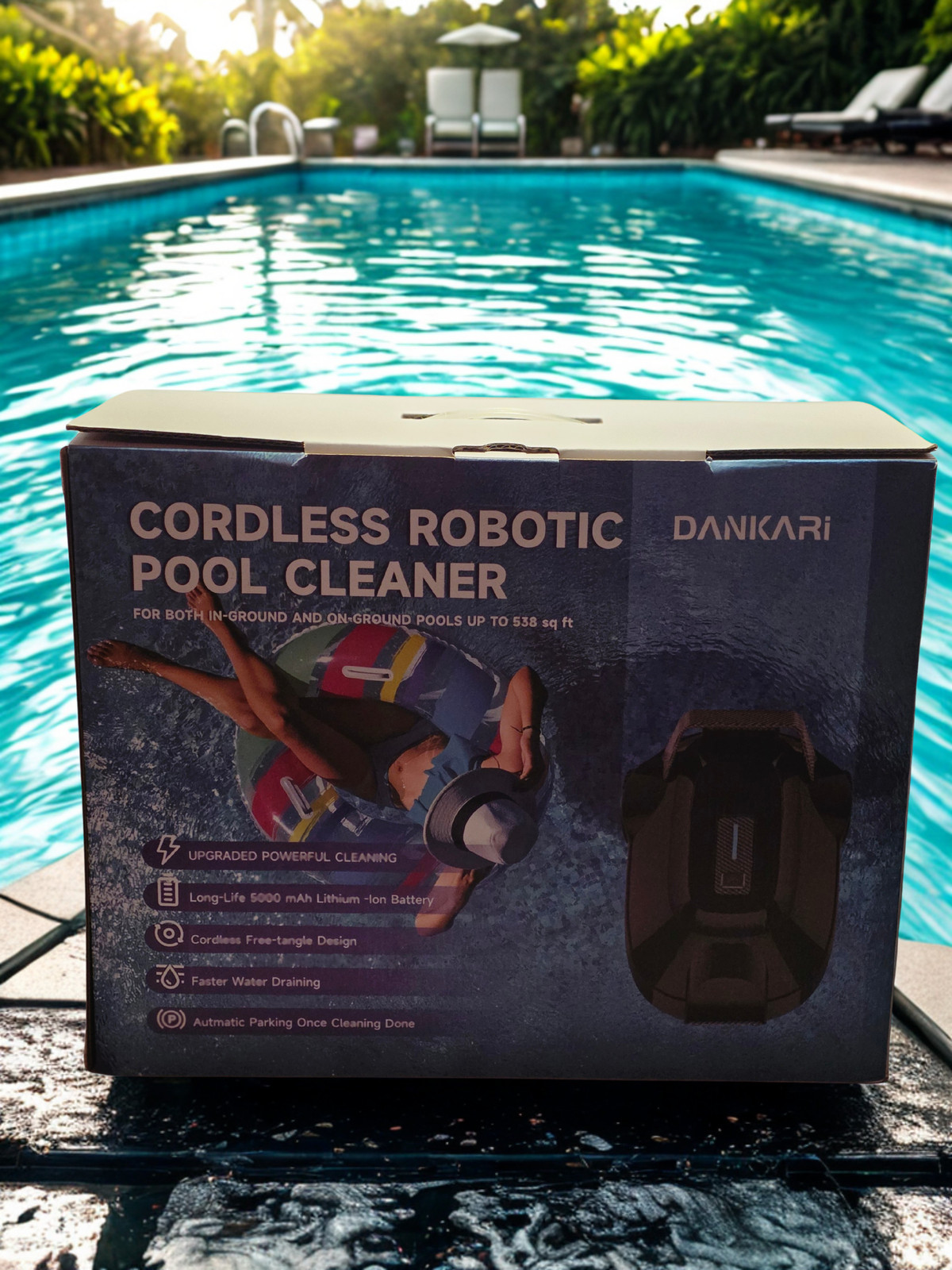 Dankari VS01 Cordless Robotic Pool Cleaner Vacuum 5000mAh 45W 100min Automatic