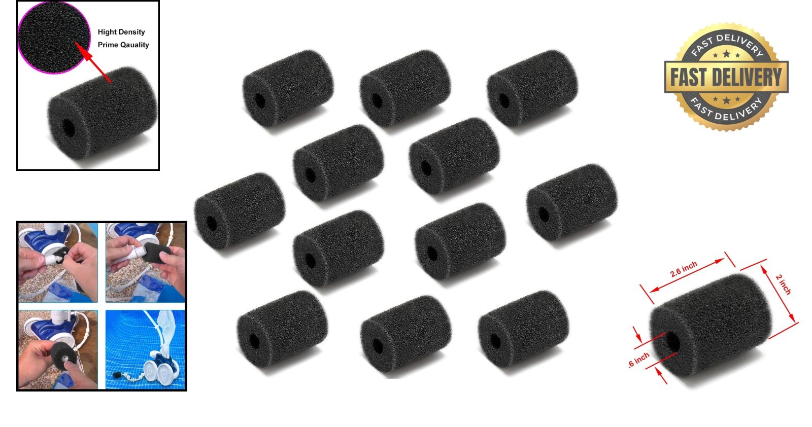 12-Pack High Density Pool Cleaner Sweep Hose Scrubber for Zodiac Polaris Models