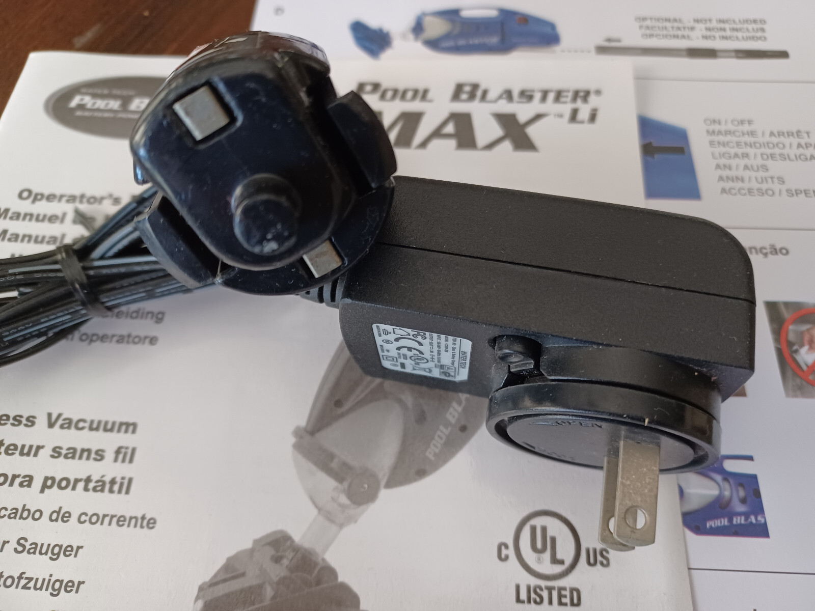 Original Water Tech Pool Baster Max Li Model 30000ML Charger Cord and Adapter