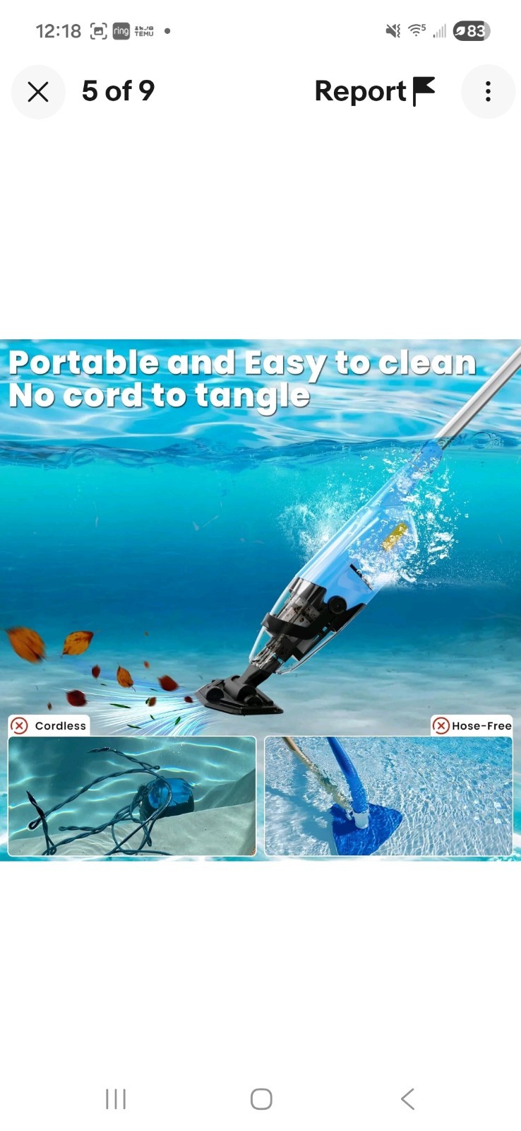 Handheld Pool Vacuum Cordless Powered Pool and Spa Vacuum Rechargeable Vacuum