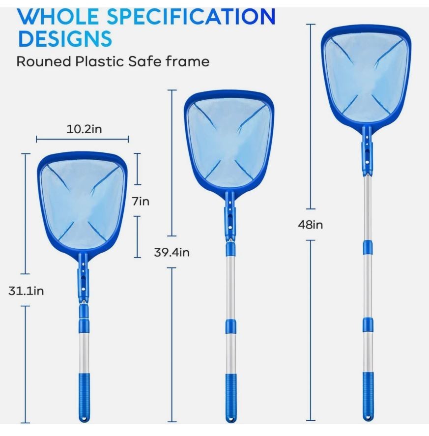 Heavy Duty Pool Skimmer Leaf Rake Net Cleaning Swimming Pool Fine Mesh Netting