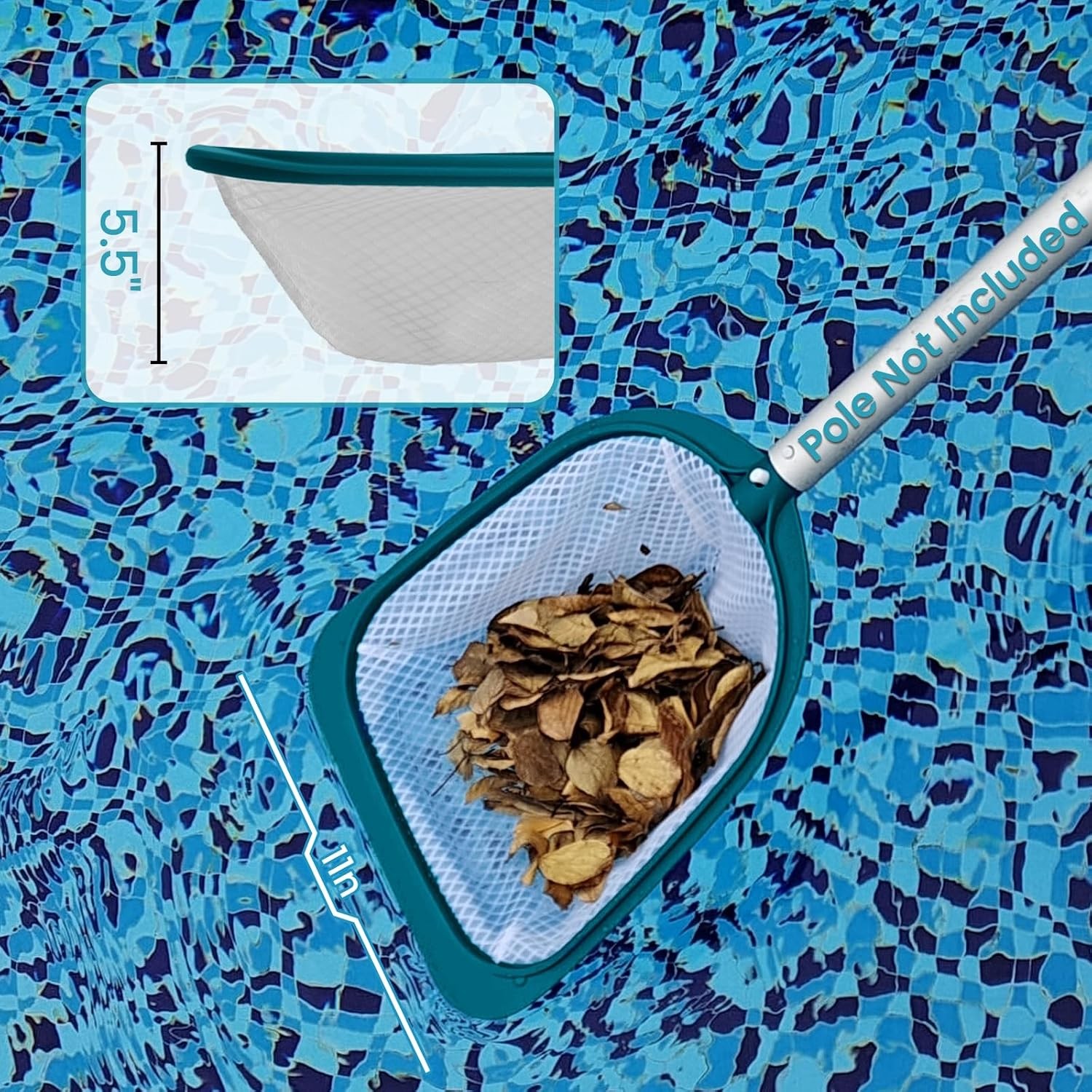 Pool Spa Leaf Skimmer Net – Ultra Fine Mesh Diamond Netting with 5&Prime; Deep Bag