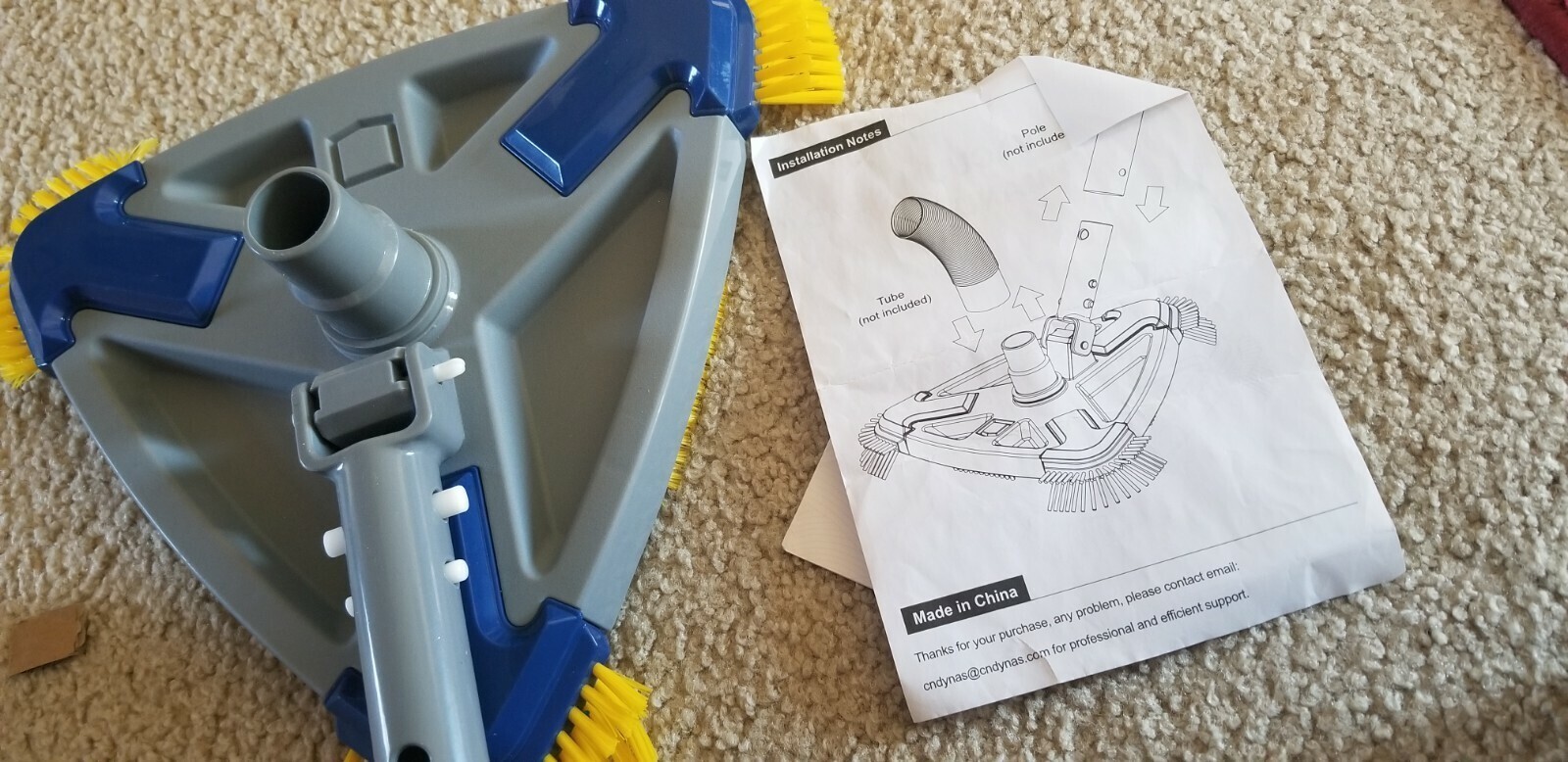 NEDOYA Pool Vacuum Head，11&Prime; Triangle Weighted Pool Cleaner EZ Clips Handle Pool