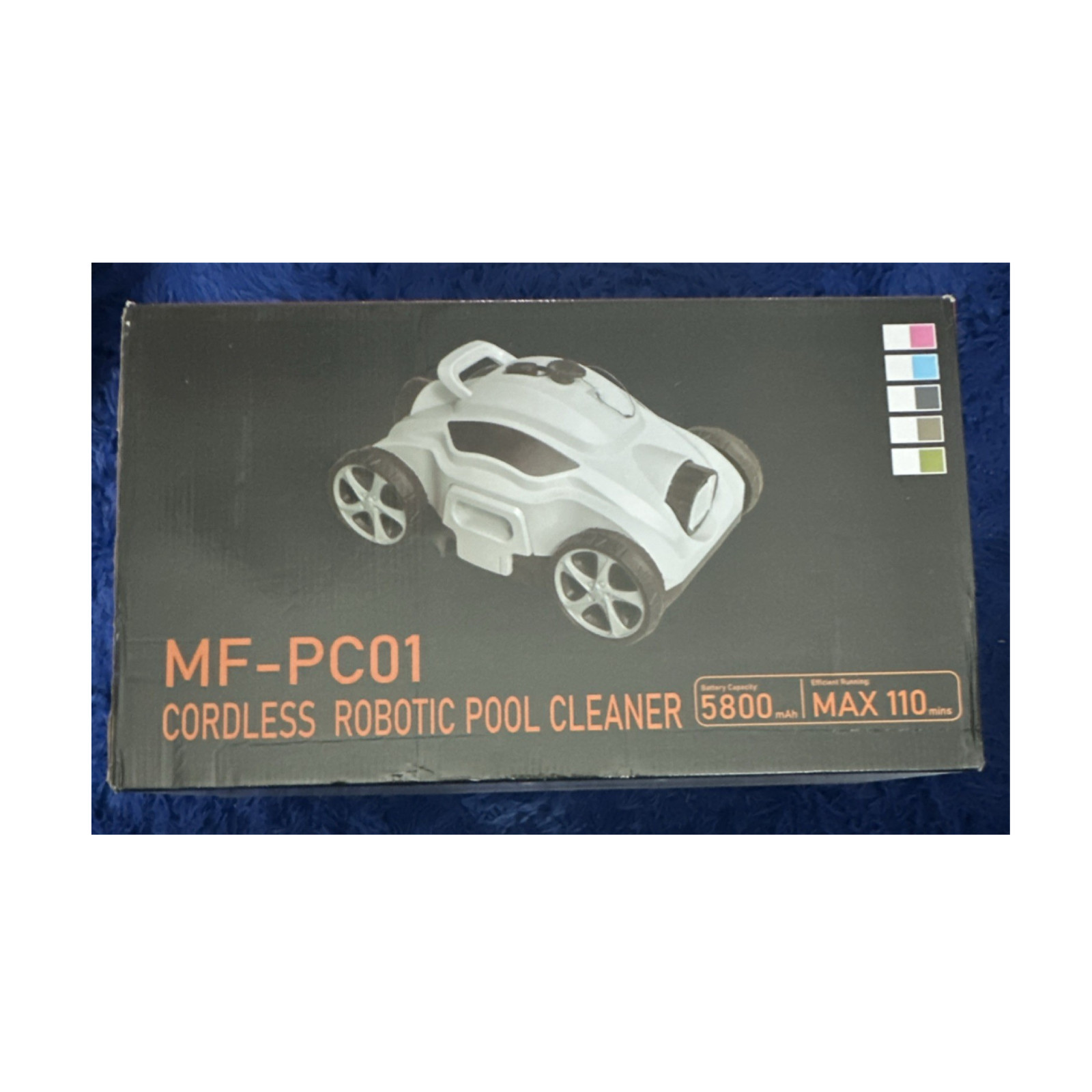 MF-PC01 Cordless Robotic Pool Cleaner 5800mAh 110min Charger Handle Brush Manual