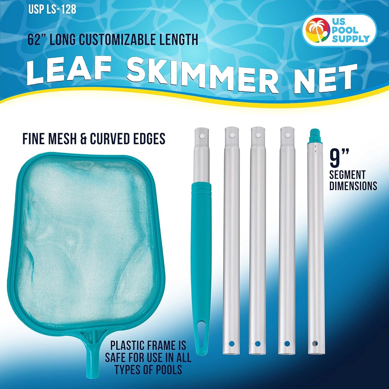 Lightweight 4-Foot Pool Leaf Skimmer with Customizable Length for Easy Cleanup