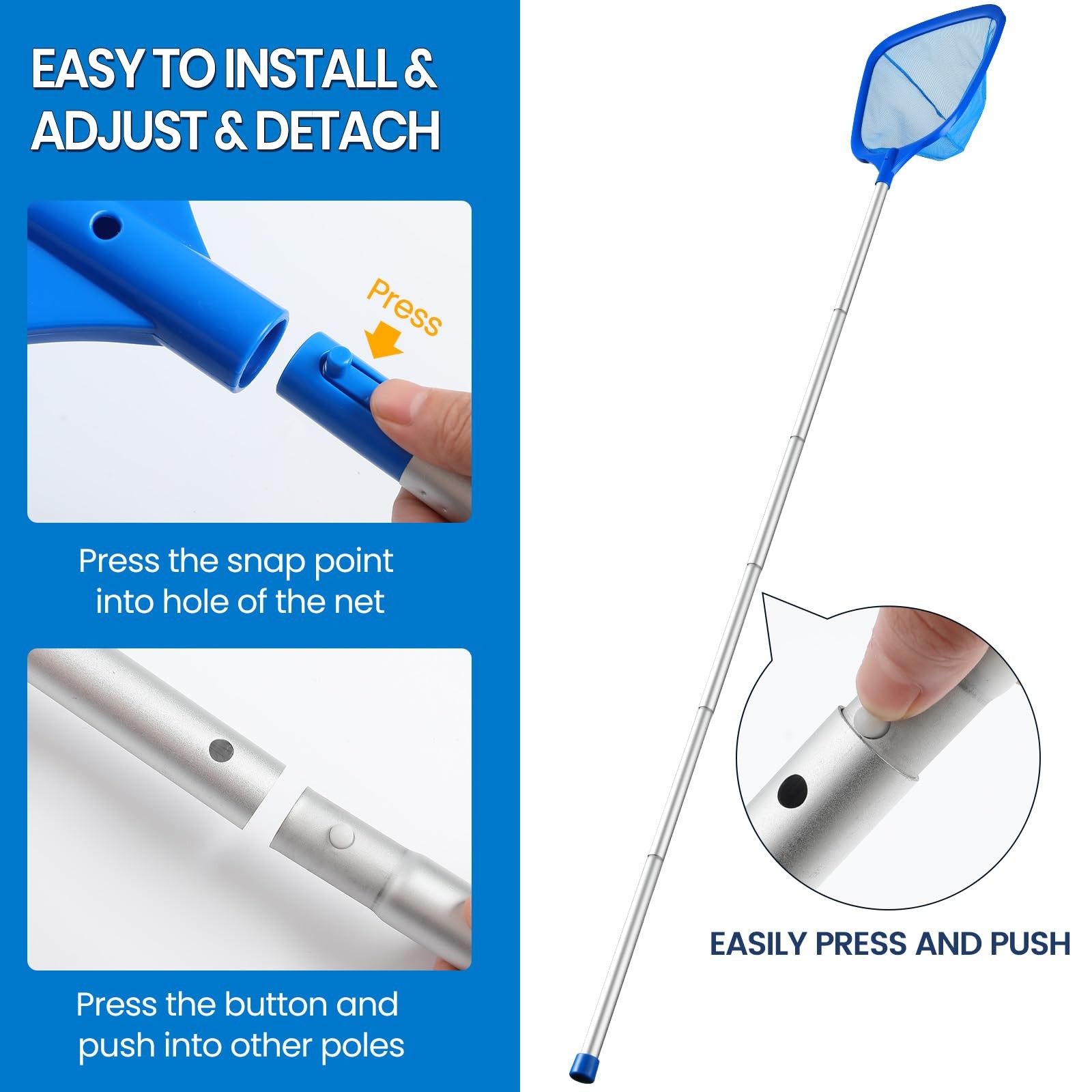 Tavaleu Pool Skimmer Net, Deep Leaf Net with – Light Blue
