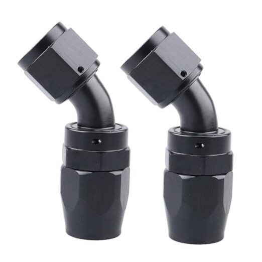 -6 AN 45 Degree Swivel Hose End Fitting Aluminum 6AN – 2PCS 45 Degree – Black