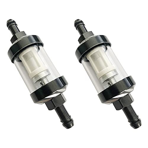 2pcs 5/16 inch 9747 Inline Fuel Filter With Clear View Glass And Chrome Hose