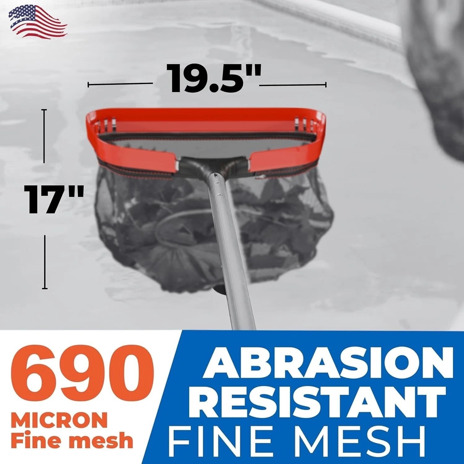 ProTuff Pool Cleaner Rake 2-Item: 19&Prime; Med/17&Prime; Fine, Aluminum,