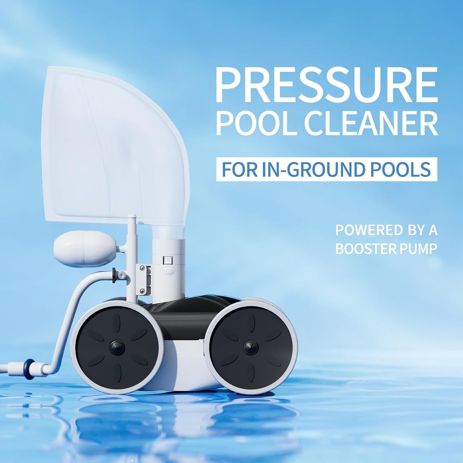 Upgrade Pool Pressure Side Sweeper Four Wheels Hydraulic Pool Cleaner Black &…