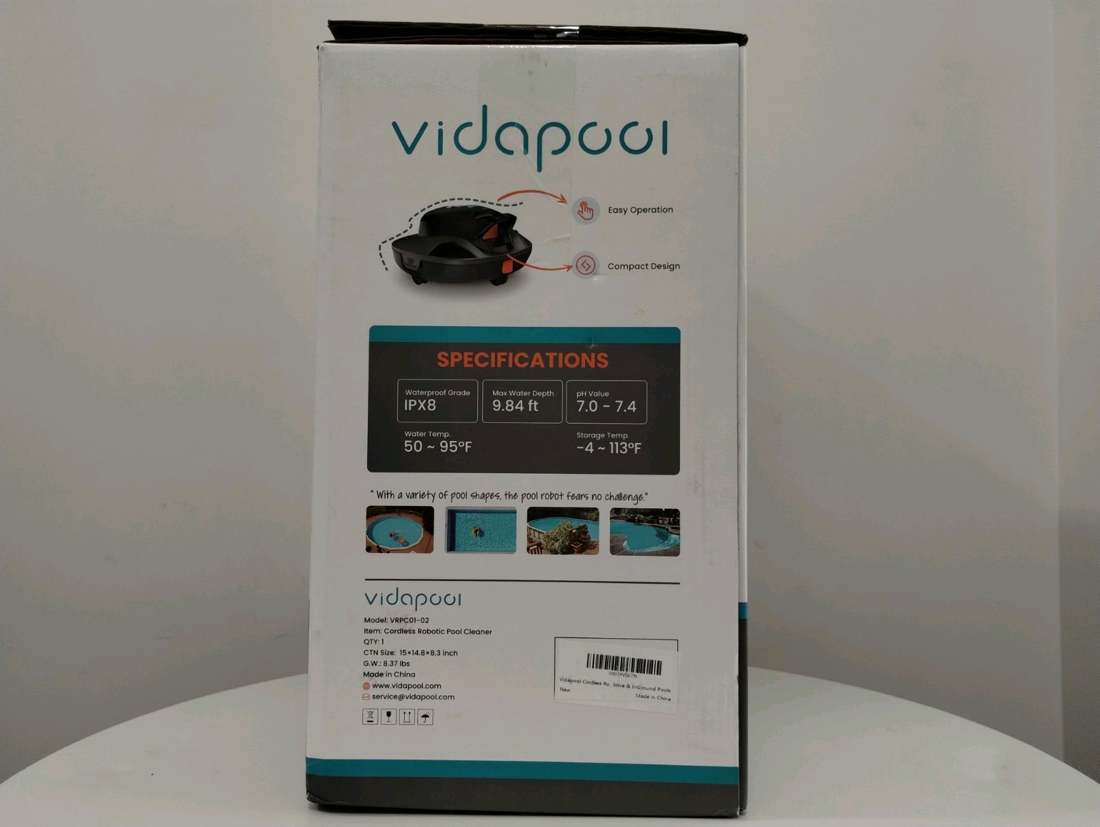 Vidapool Cordless Robotic Pool Vacuum Cleaner Portable Fast Charge Self-Parking