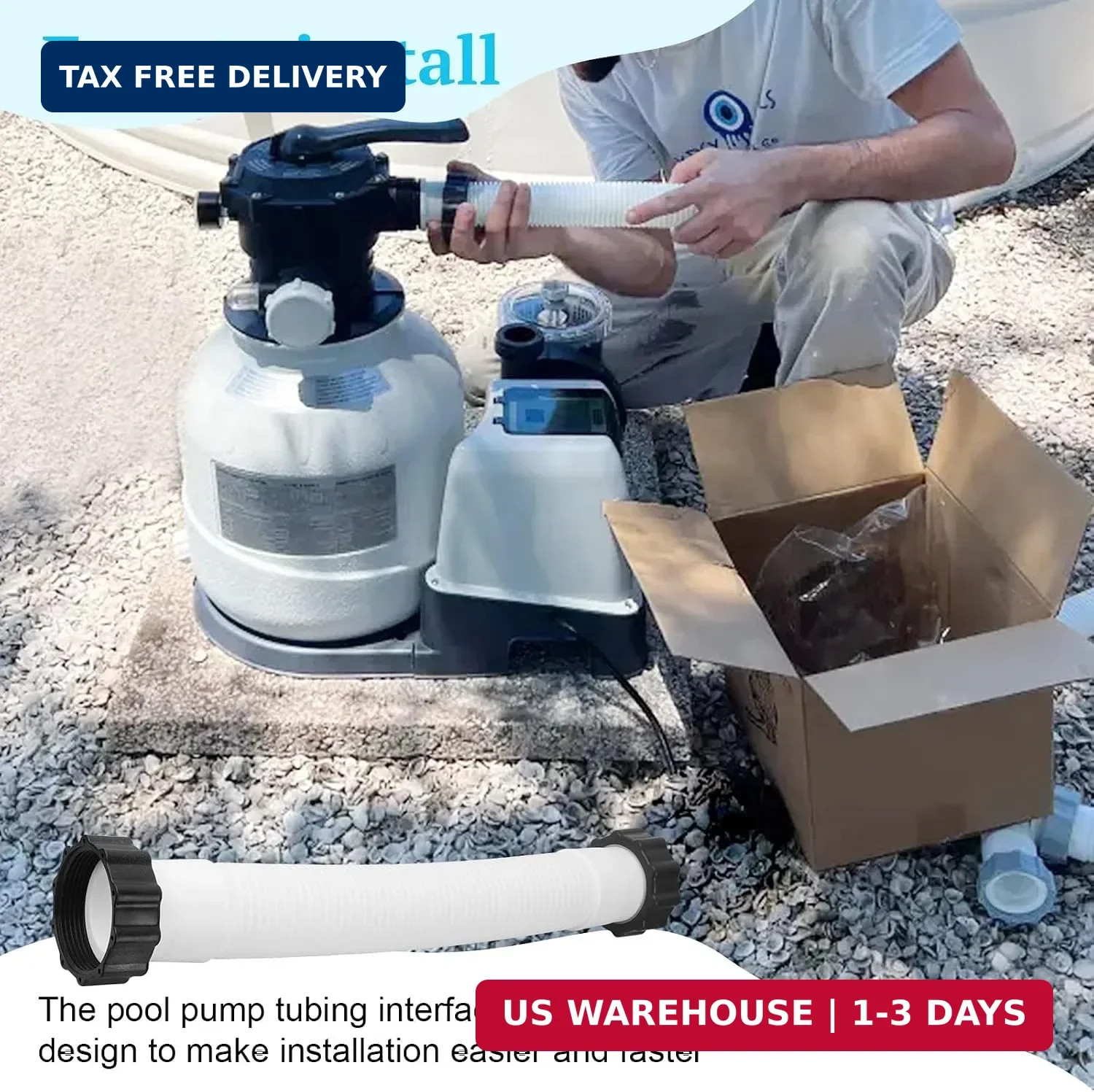 11535 Pool Sand Filter Pump Hose, 16 Inch Interconnecting Hose for Intex Sand Fi