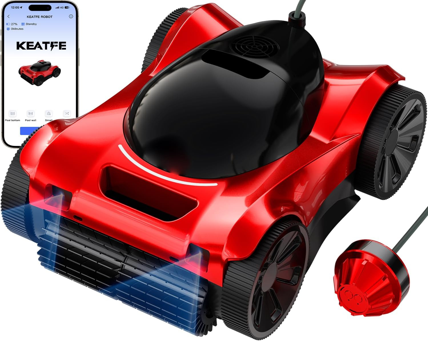 FL-01 Robotic Pool Cleaner for All Pool Shapes, Wall & Waterline Pool Vacuum Rob