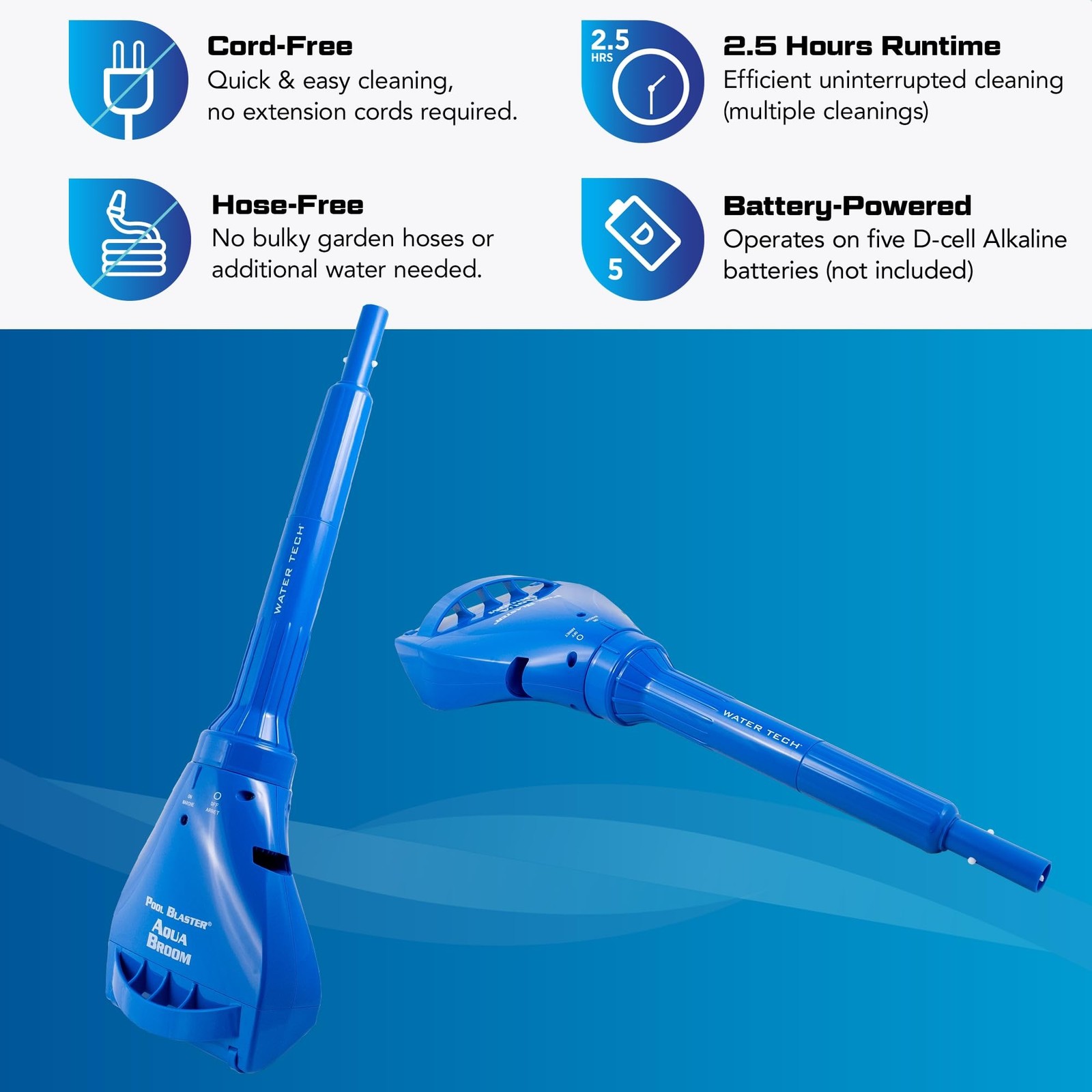 POOL BLASTER Aqua Broom XL Ultra Cordless Pool & Spa Vacuum Cleaner with Pole…