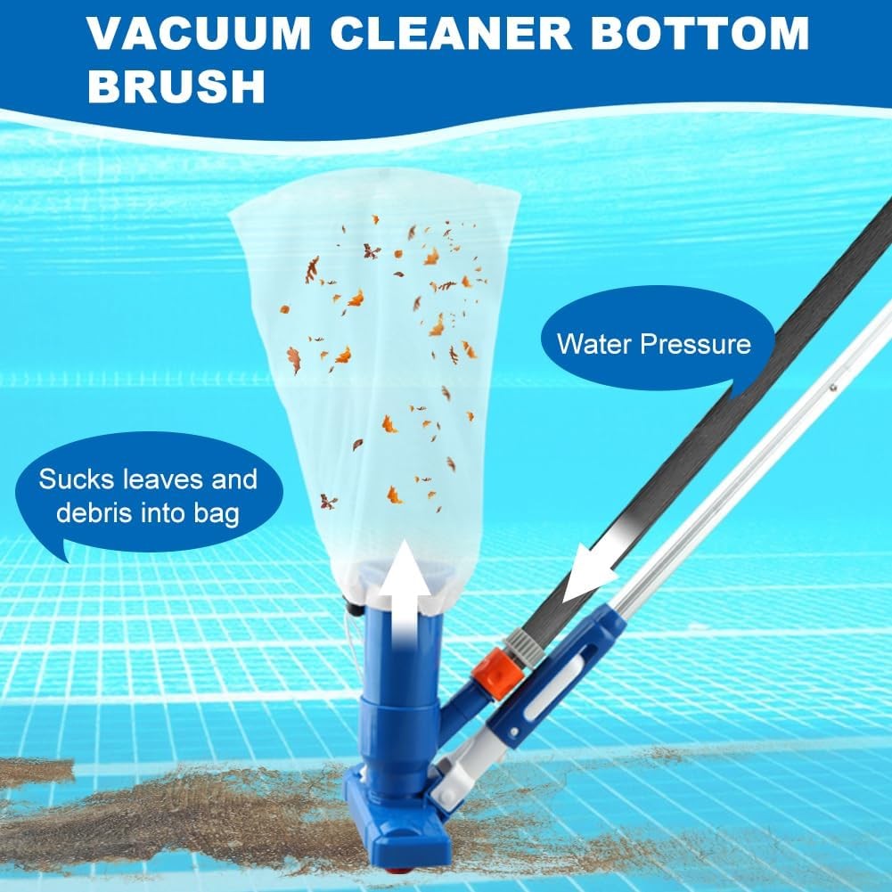 Pool Cleaning Kit: Jet Vacuum, Brush, Skimmer Net & 47-61&Prime; Pole
