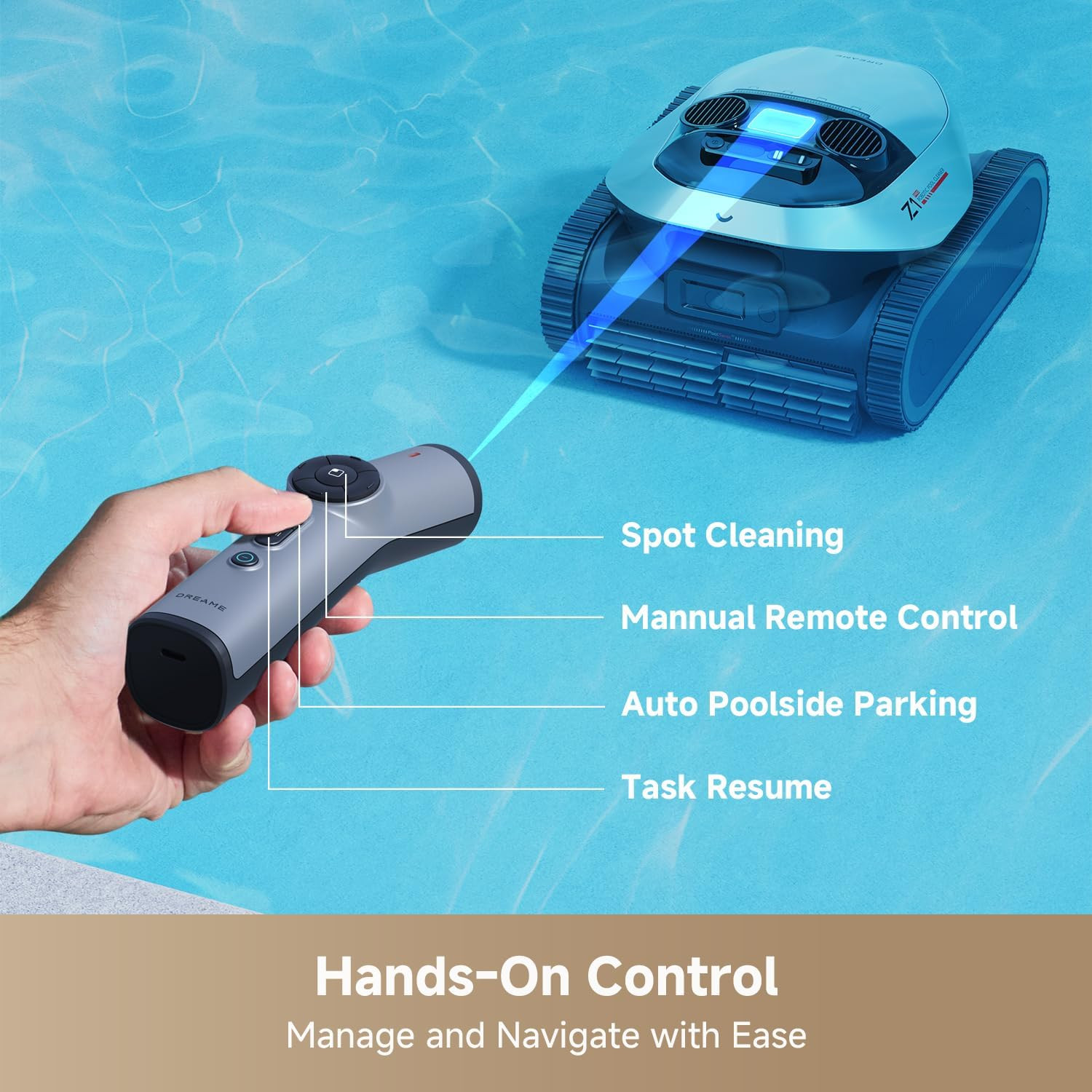 Z1 Pro Cordless Robotic Pool Cleaner with Remote Control & 8000 GPH Suction