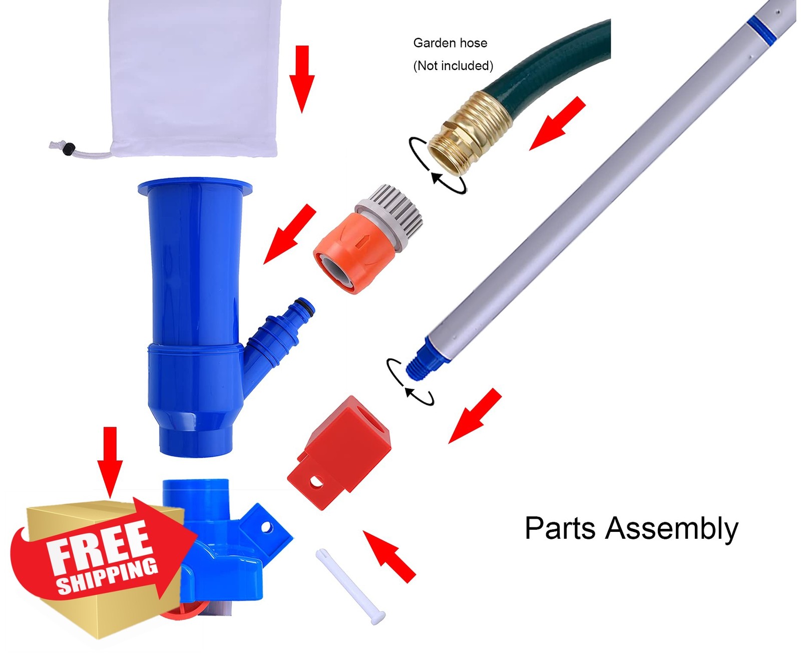 Pool Supply Town Jet Vacuum 6 Section Poles