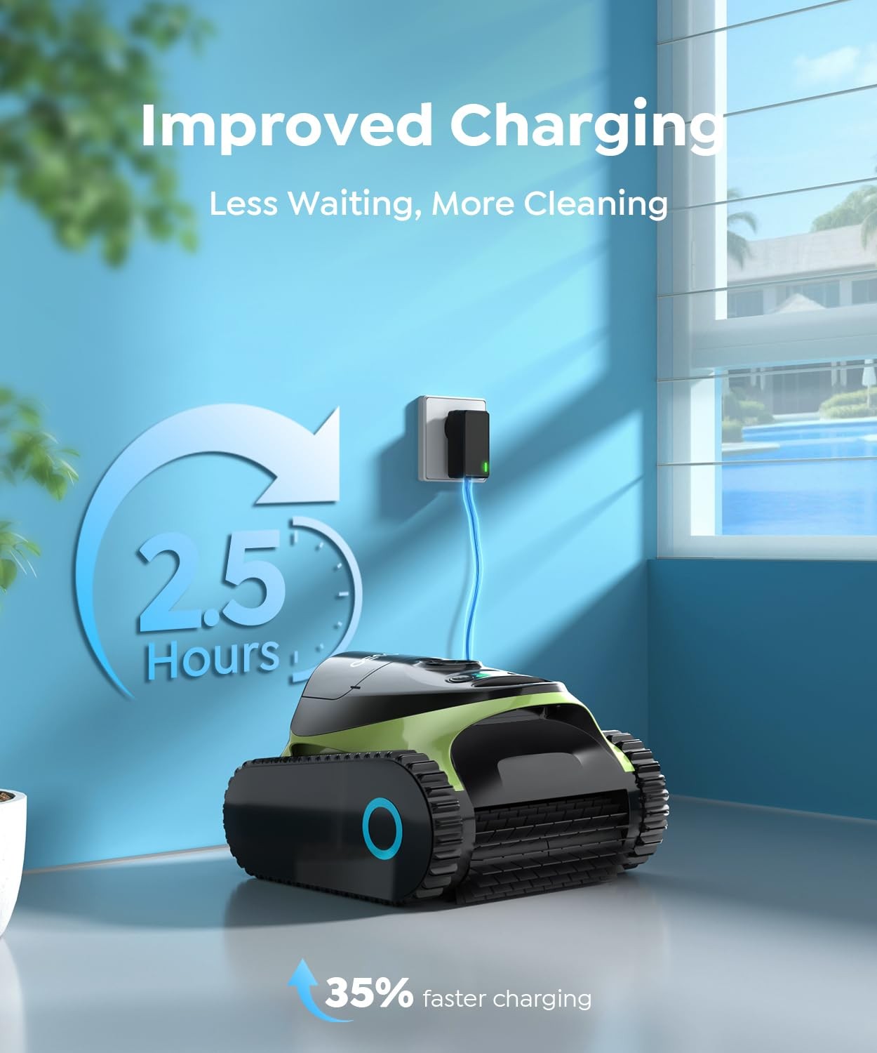 TALOSBO C1 Robotic Pool Cleaner Wall Climbing Waterline Scrubbing Turquoise