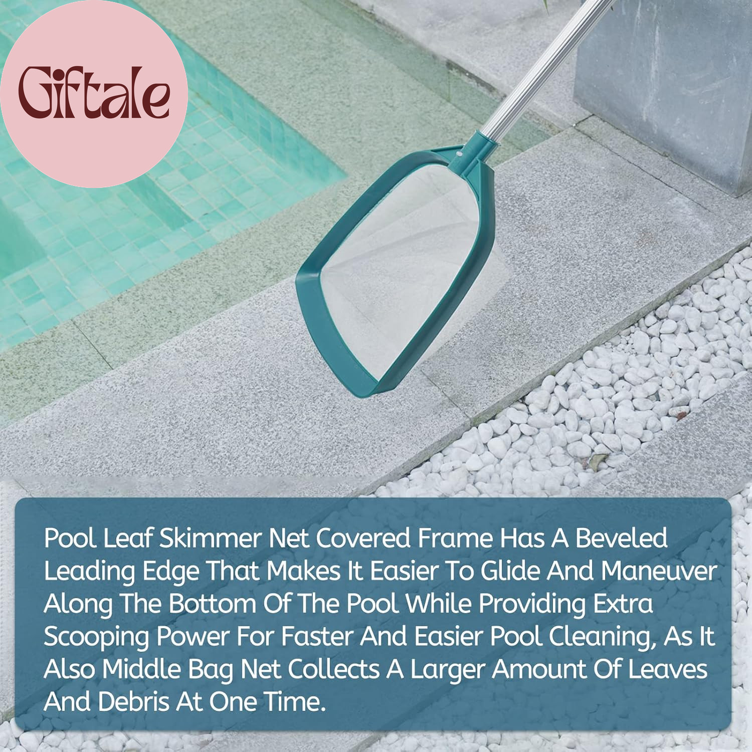 Upgrades Swimming Pool Leaf Net Skimmer Rake with Adjustable Aluminum Pole and N