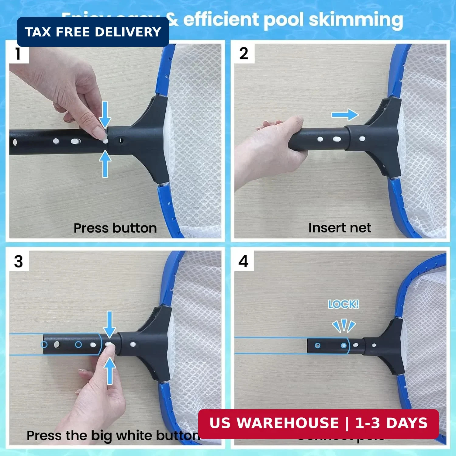 Poolvio 14&Prime; Pool Skimmer Net – Heavy Duty Leaf Net with Aluminum Frame with Diam