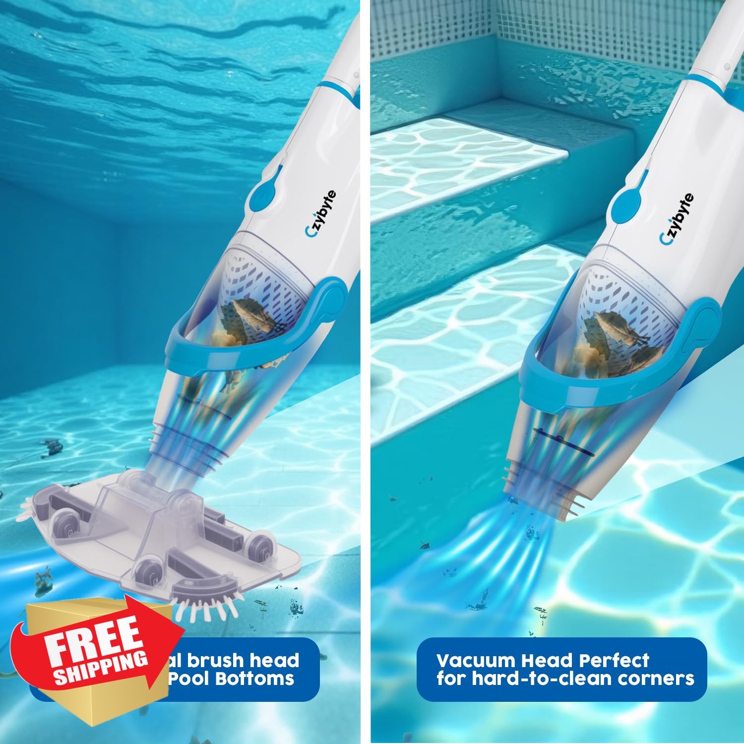 CZYBYTE Handheld Pool Vacuum Cleaner White Blue