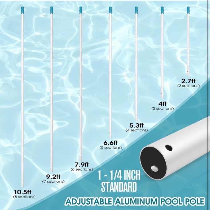 Swimming Pool Cleaning Kit-Aluminum Frame Skimmer Net with 10Ft Adjustable Pole