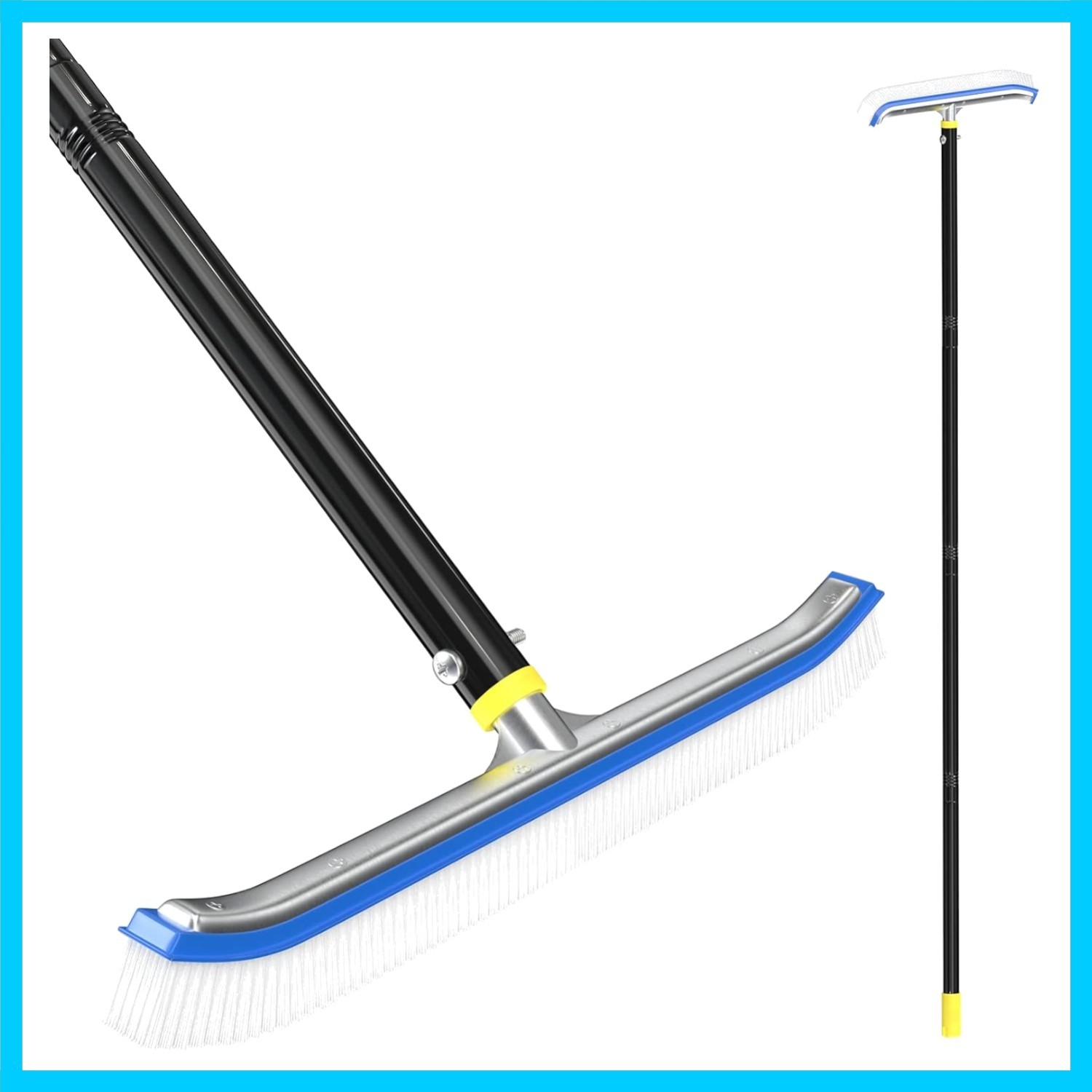Pool Brush with Pole, 18 inch Wide Nylon Bristles Brush with 4FT Heavy Duty S…