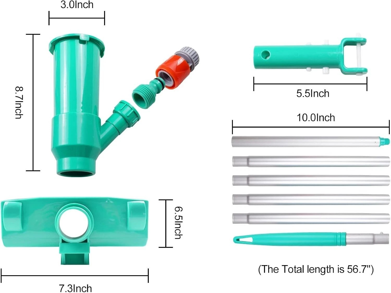 Compact Spa and Pool Cleaner – 56.5&Prime; Telescopic Handle & No Electricity Needed