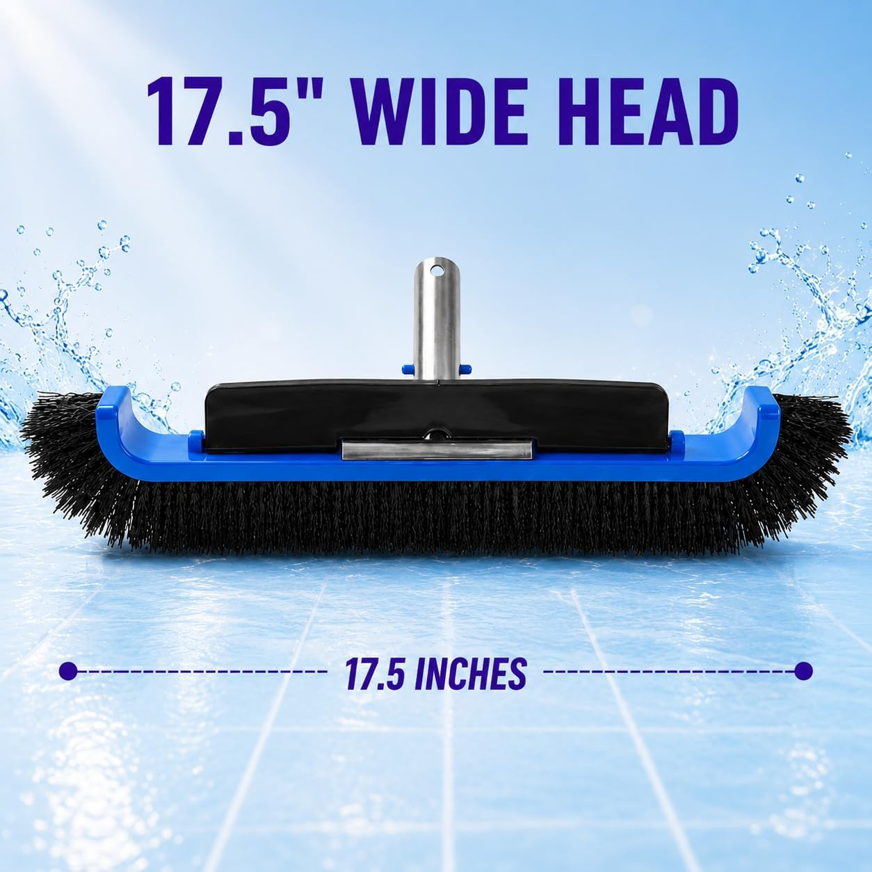 17.5&Prime; Pool Brush Head, Curved Swimming Pool Cleaning Brush with Reinforced Alumi