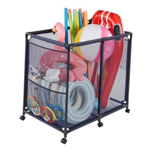 Pool Storage Bin, 36.8 x 24 x 35.6 in, Metal Frame- 36.8 x 24 x 35.6 in