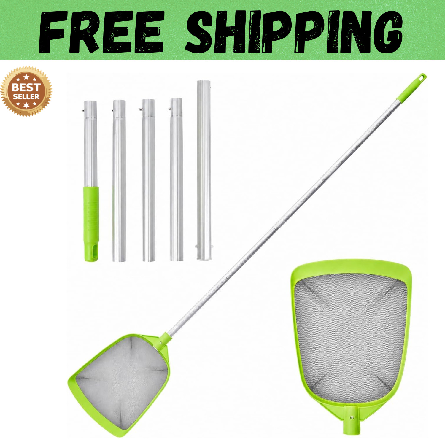 Pool Skimmer Net with 72 Inch Rake and Pole for Cleaning