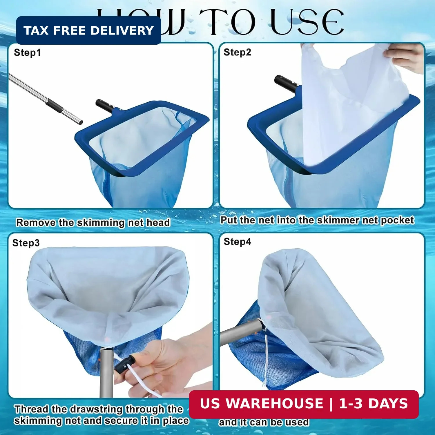 3Pcs Ultra Fine Mesh Net Bag for Pool Skimmer Net Replacement，26x22Inch Adjustab
