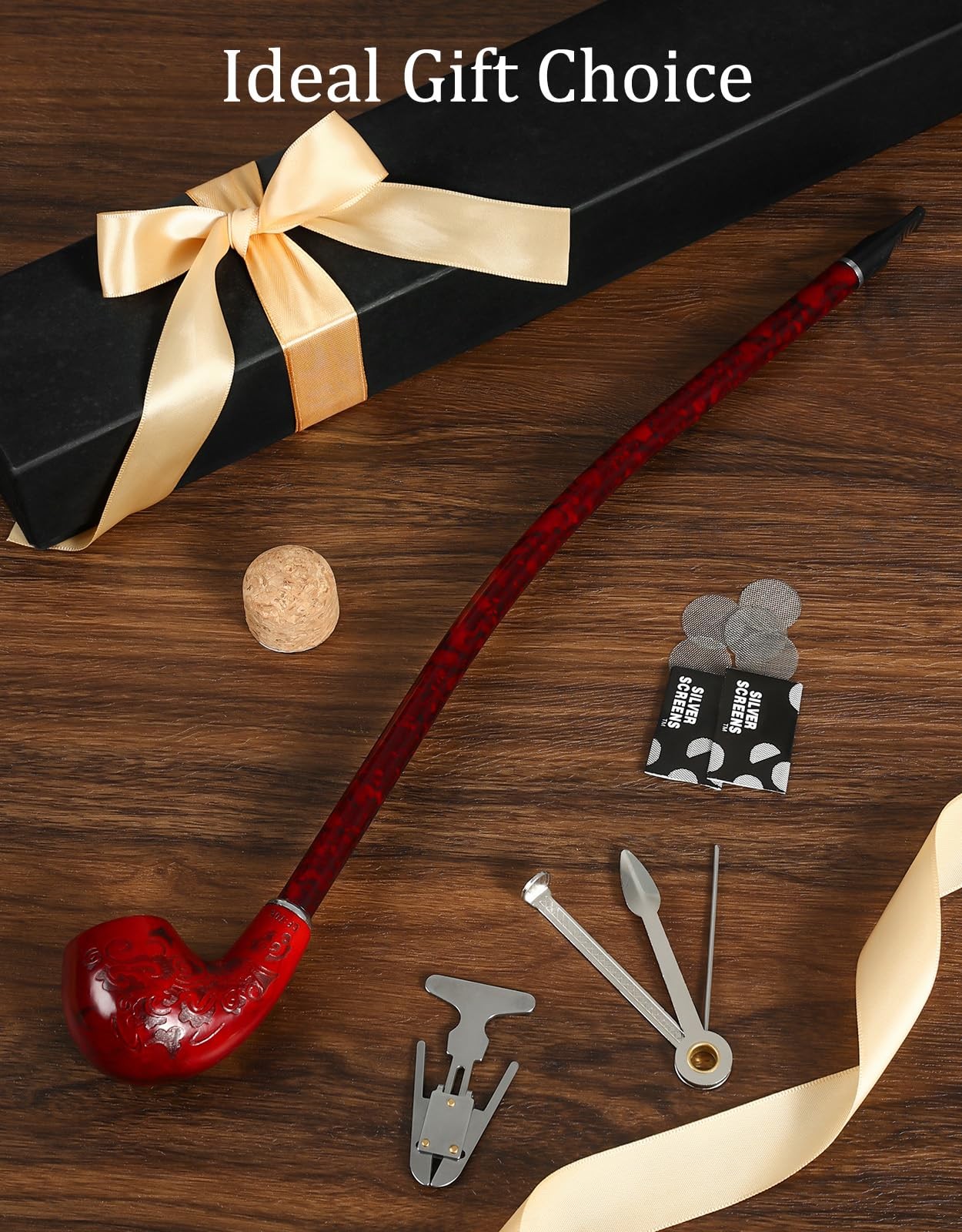 Joyoldelf Tobacco Pipe – Handcrafted 16&Prime;Length Large (Pack of 1), red