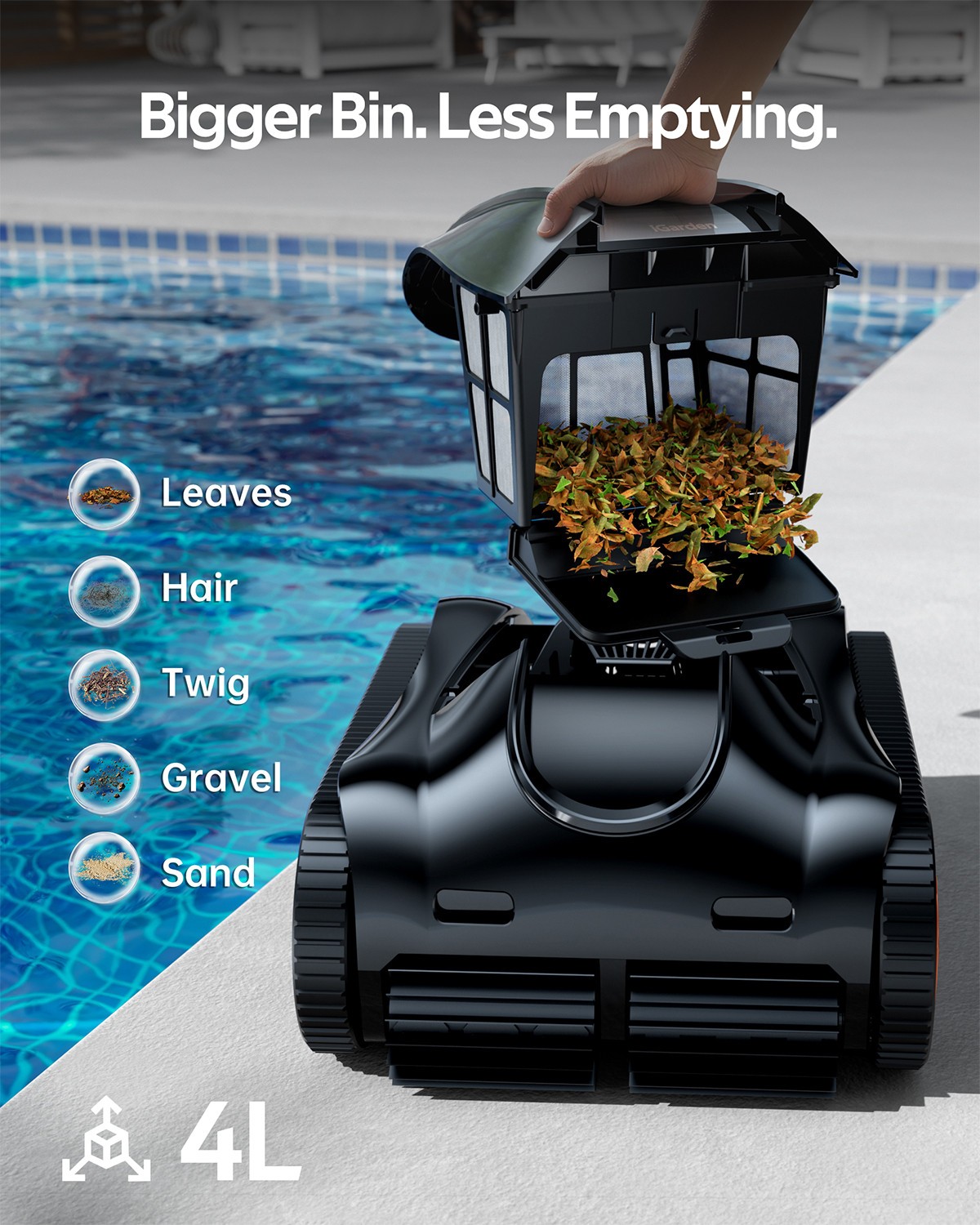 iGarden K25 Cordless Robotic Pool Cleaner for Inground Pools, Wall Climbing, Sma