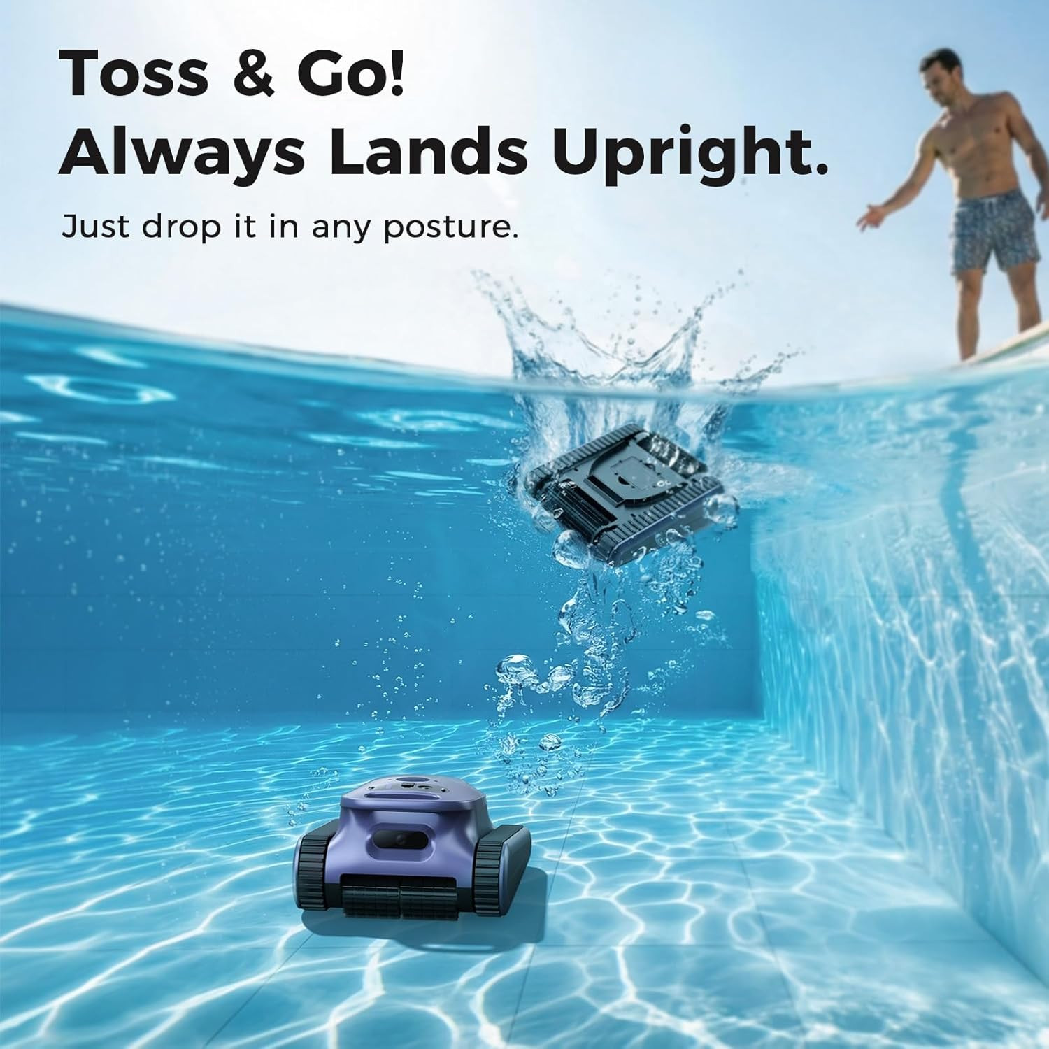 Cordless 3-in-1 Robotic Pool Cleaner for Inground Pools, 180Min Run Time