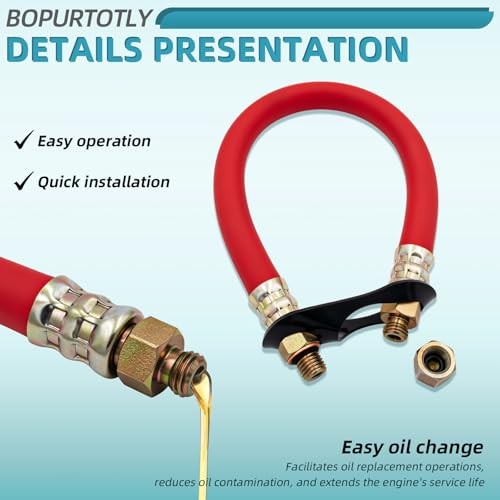 HON1010 10mm Oil Drain Changing Hose, Heavy Duty Rubber Oil Drain Tube, 2
