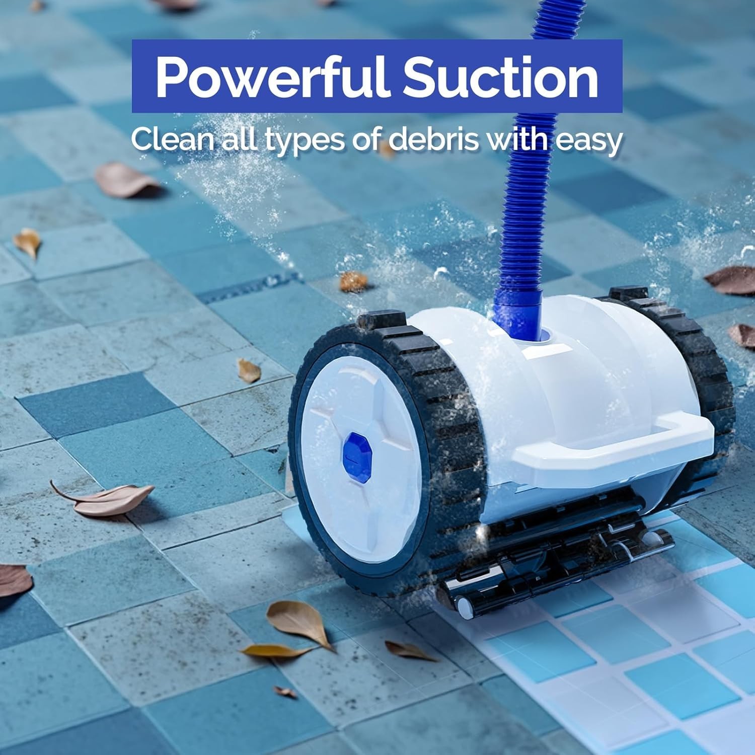 Automatic Pool Vacuum Cleaner Wall-Climbing Suction Pool Sweeper 40FT Hose