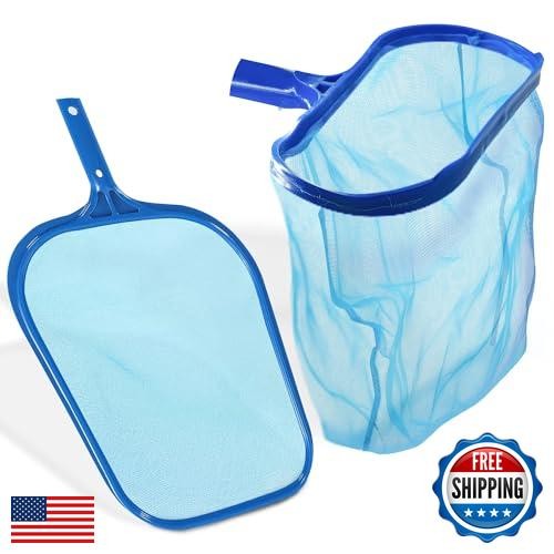 4E&rsquo;s Novelty Swimming Pool Skimmer Net and Leaf Rake Set – 17″ Heavy Duty Fra