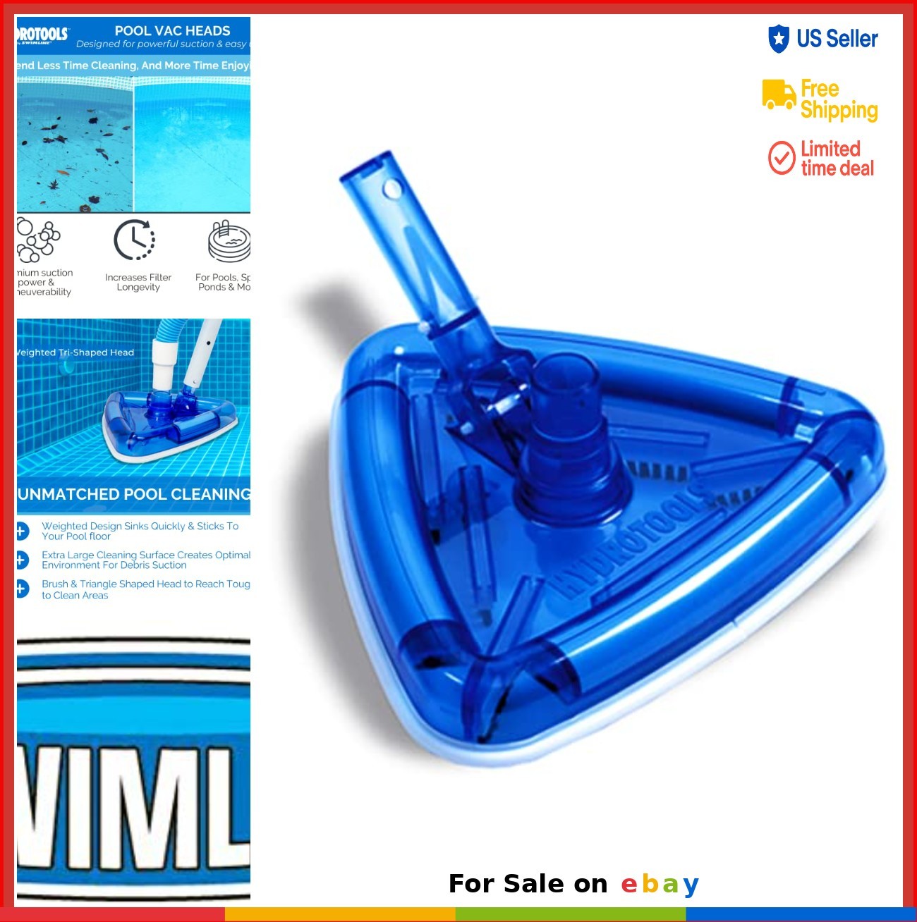 Manual Pool Vacuum Head Weighted Triangle Shape For Inground Above Ground Pools