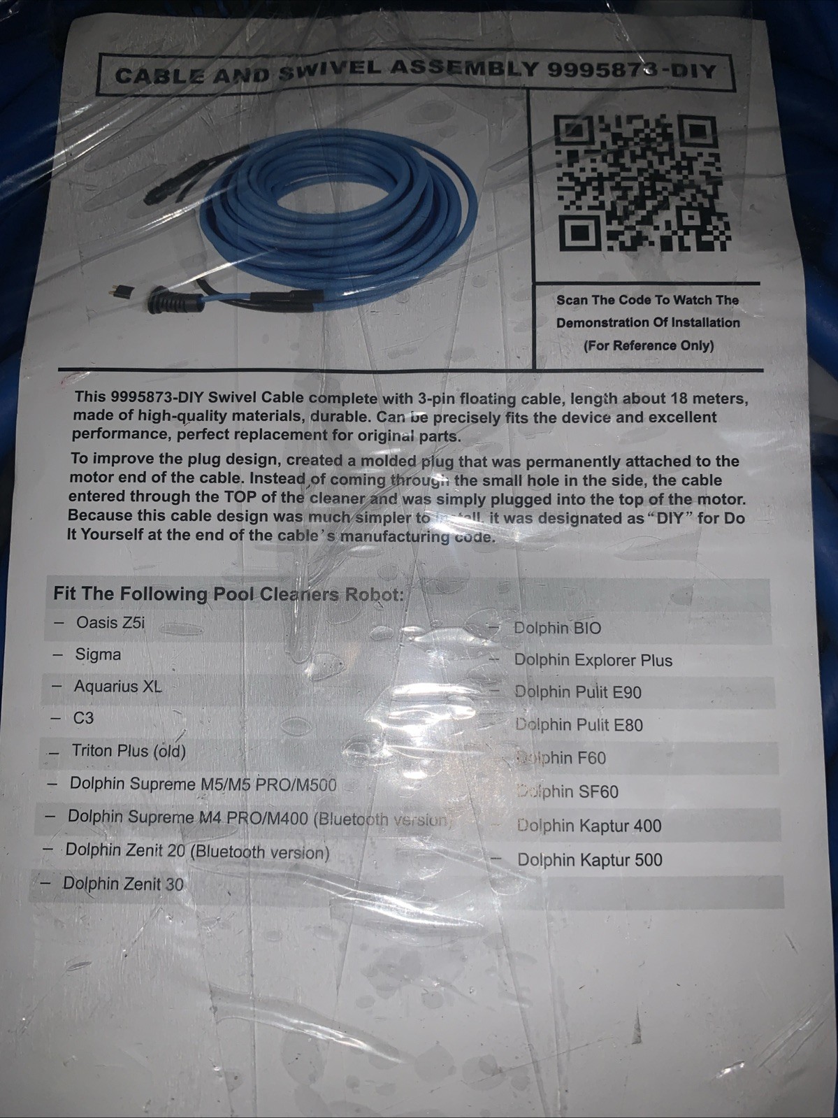 9995873 DIY Cable Swivel 3 Wire Assembly Replacement for Robotic Pool Cleaner