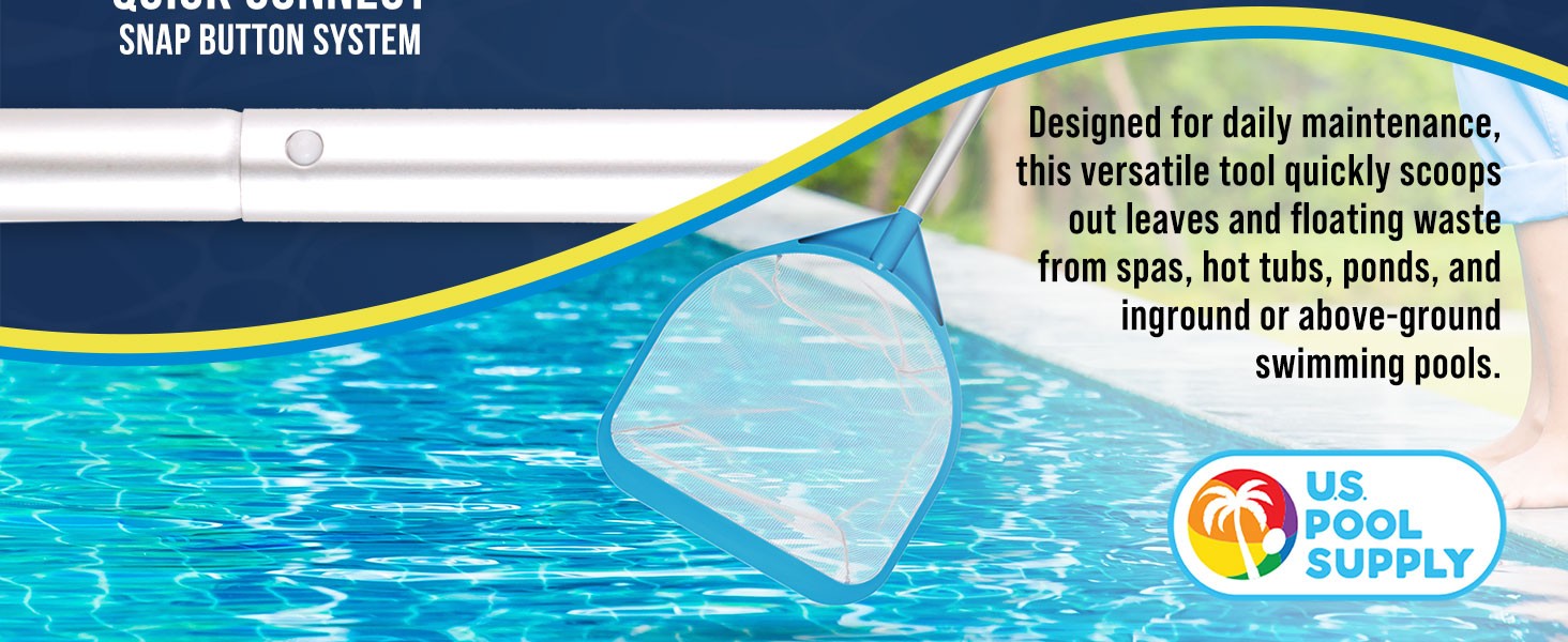 Pool and Spa Skimmer Net with Pole, Long Handheld Ultra-Fine Mesh Pool Skimmer