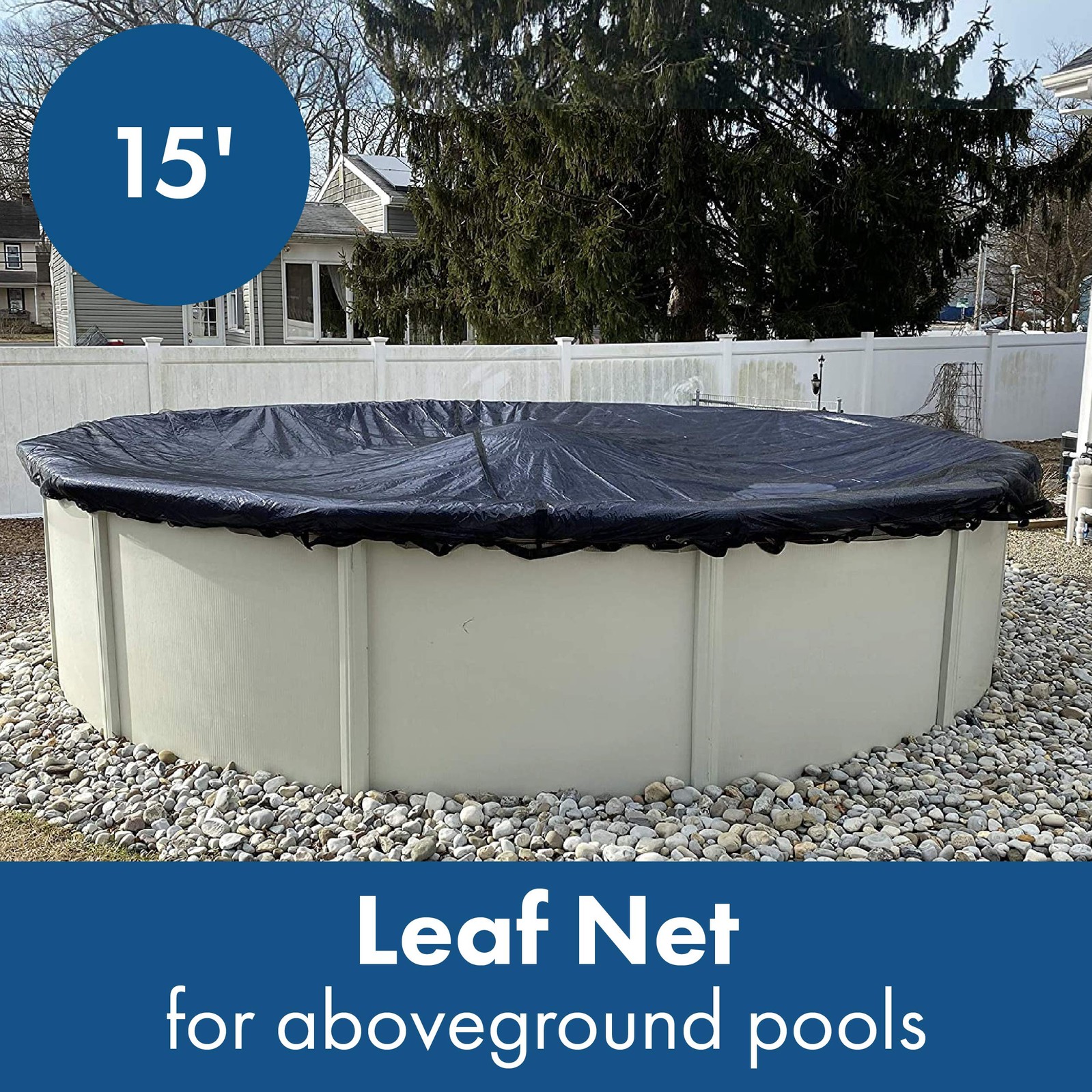 Pool Leaf Net Cover for Above Ground Pools – 15 ft Round, Durable, Woven Poly…