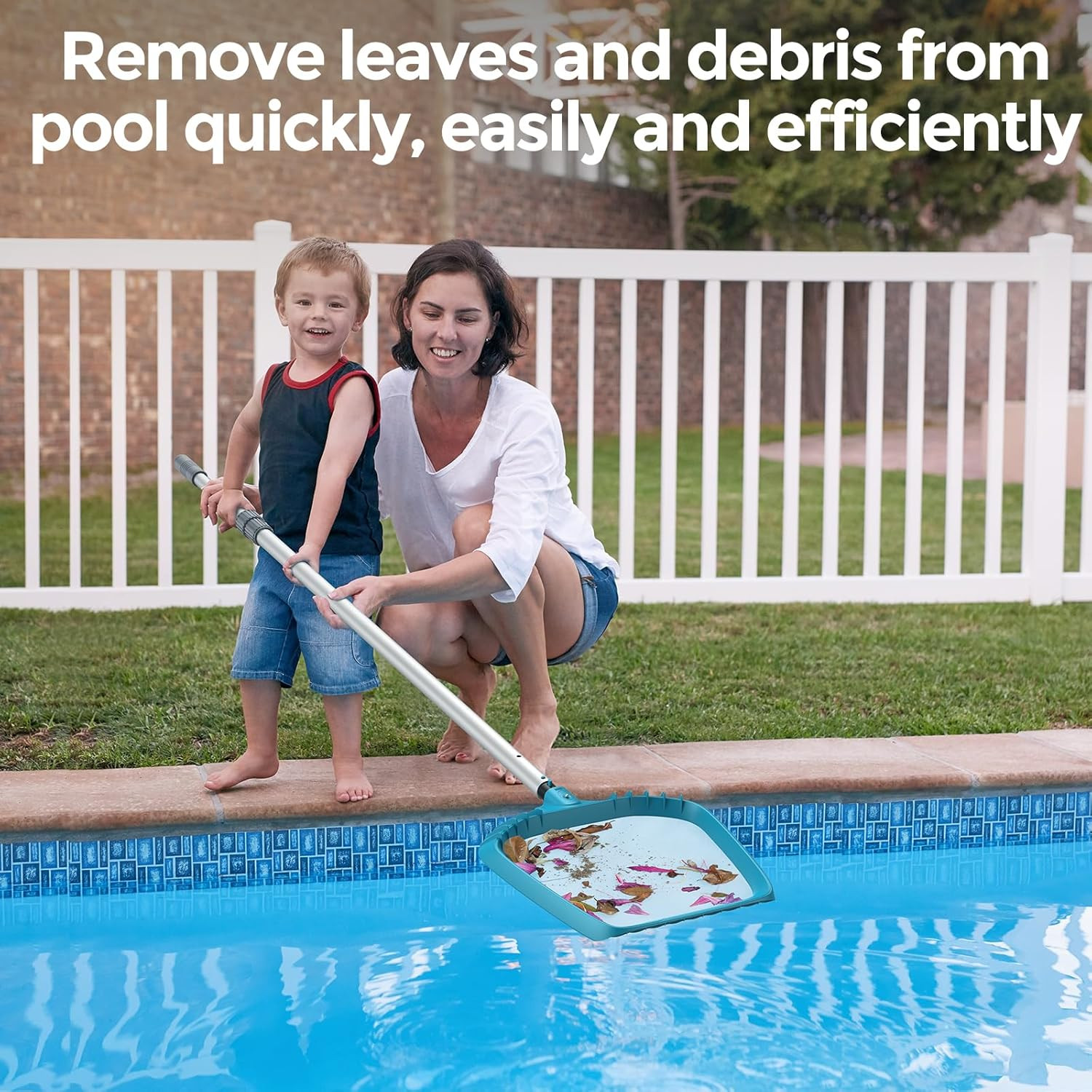 Heavy Duty 20.4&Prime; Pool Skimmer Net, Fine Mesh Leaf Cleaner