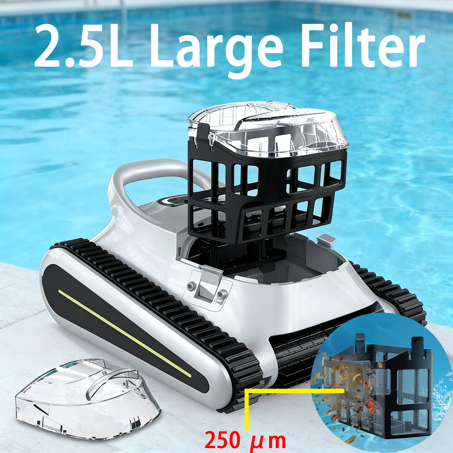 Cordless Pool Vacuum Robot for Inground & Above Ground Pools, Smart Navigation