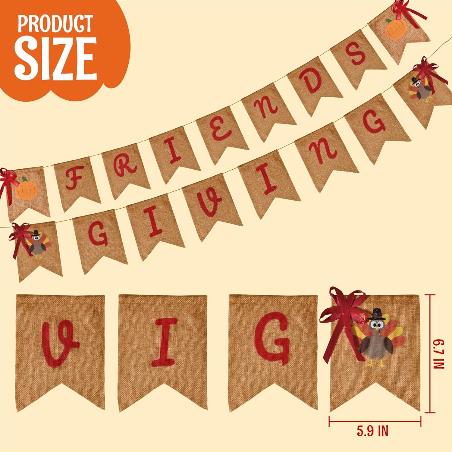 Friendsgiving Garland Kit with 2 Banners & 6 Foil Swirl Cutouts Thanksgiving Set