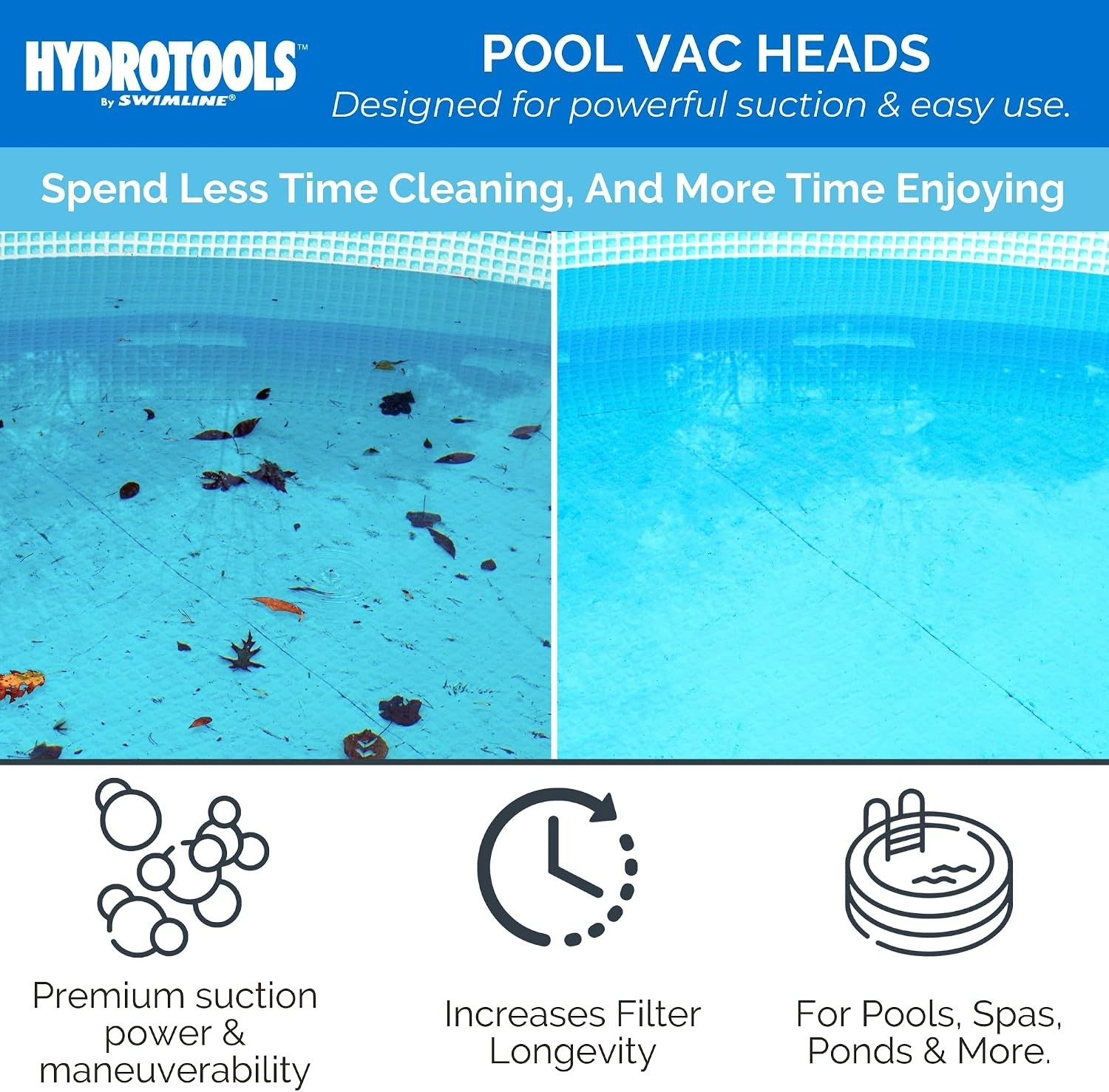 Heavy Duty Half Moon Pool Vacuum Head – Ideal for Inground & Above Ground Pools